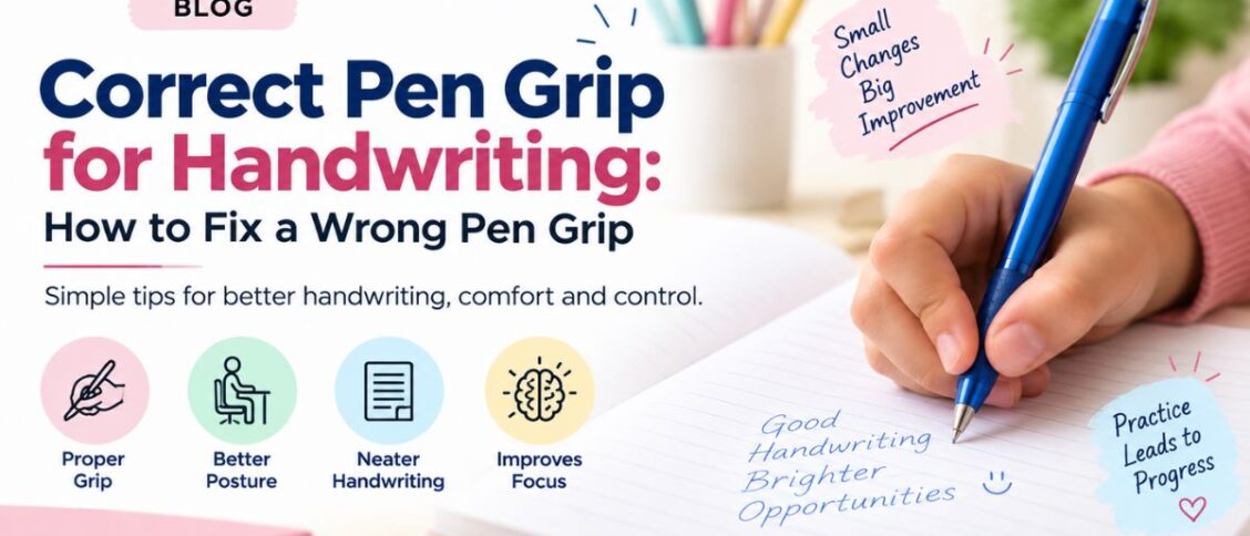 Correct pen grip for handwriting and handwriting improvement